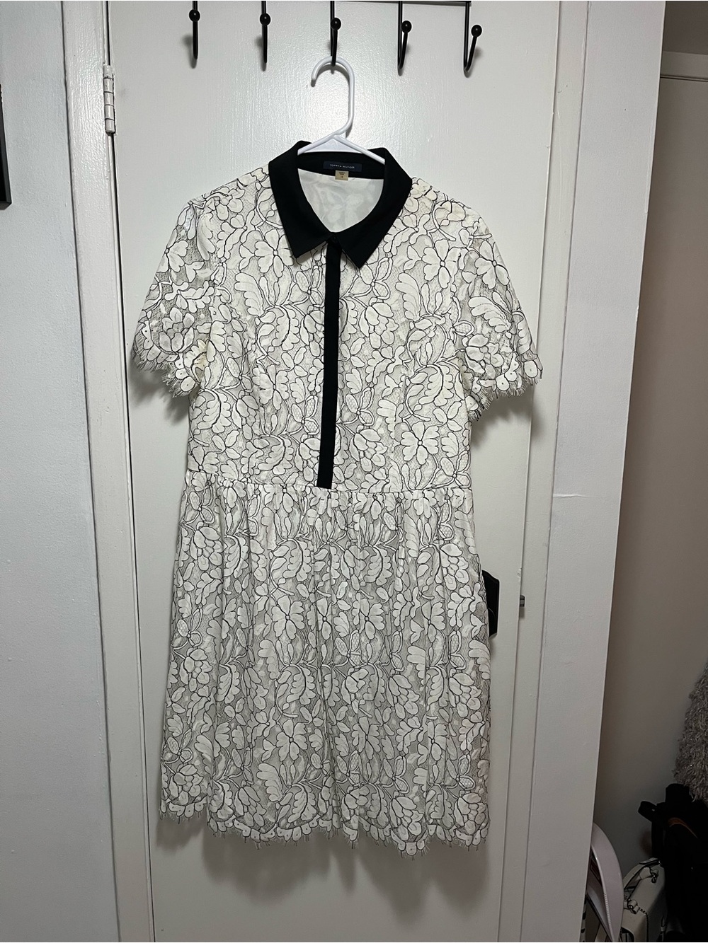Tommy Hilfiger Black Collar White Lace Dress